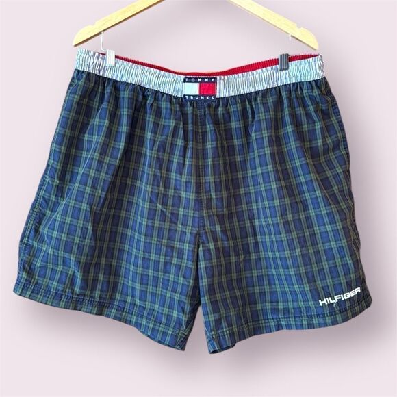 TOMMY HILFIGER Vintage Tommy Trunks Plaid Swim Trunks - Picture 1 of 11